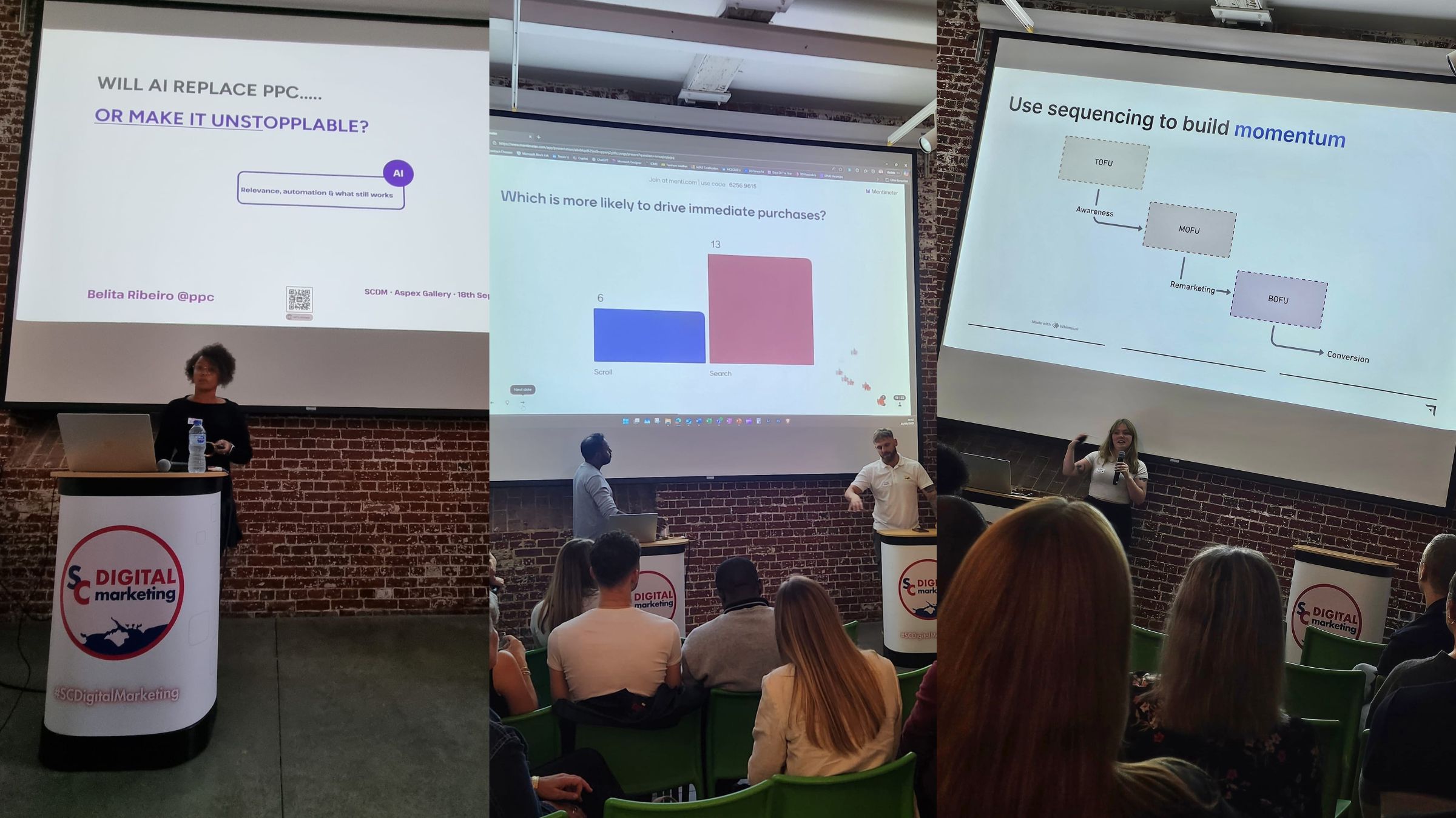 Collage of the speakers and panelists at september's south coast digital marketing meet up